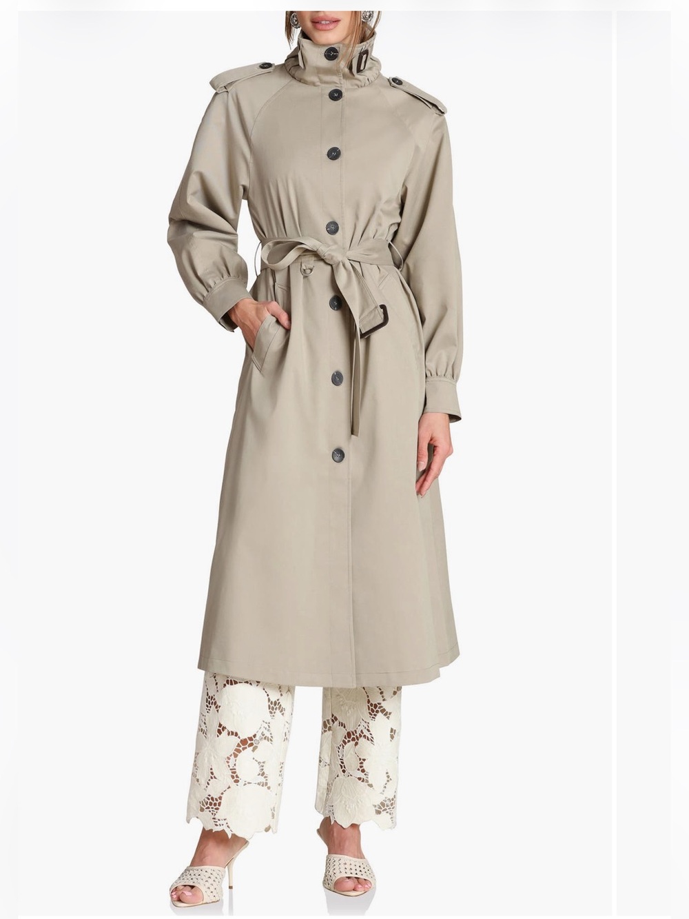 Avec Les Filles $188 Funnel Neck Trench Coat